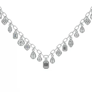 7. Falling Diamond Bezel Necklace: Cascading Brilliance, Custom Length